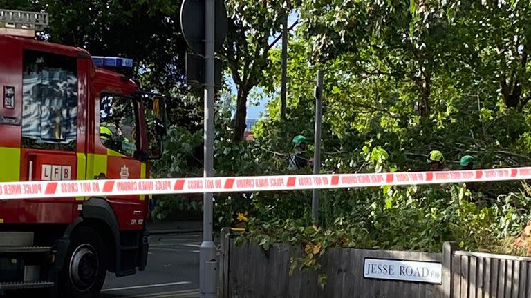 Emergency services at the scene in Leyton