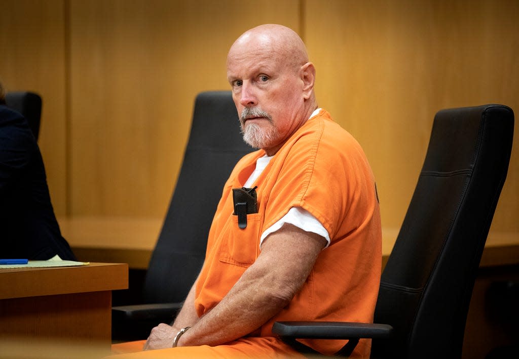 Paul Beasley Johnson sits at the defense table during a motion hearing before his 8/12 resentencing hearing begins in Bartow Fl. Friday July 26, 2019.