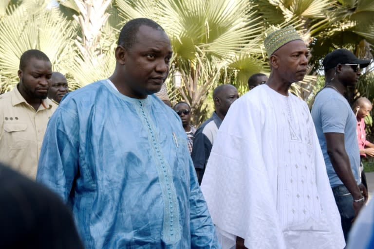 Gambian president-elect Adama Barrow (left) held talks in Banjul with African leaders on December 13