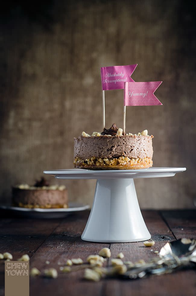 Nutella Cheesecakes with Salted Popcorn Crust