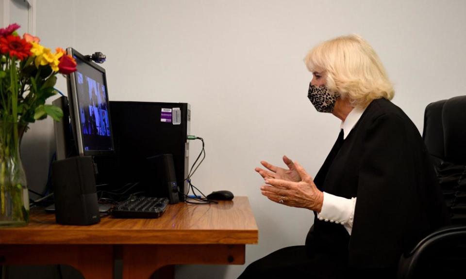 Camilla, Duchess of Cornwall, participates in a Zoom call with members of the Pepper Pot Centre, a charity set up to support African and Caribbean older people in London.