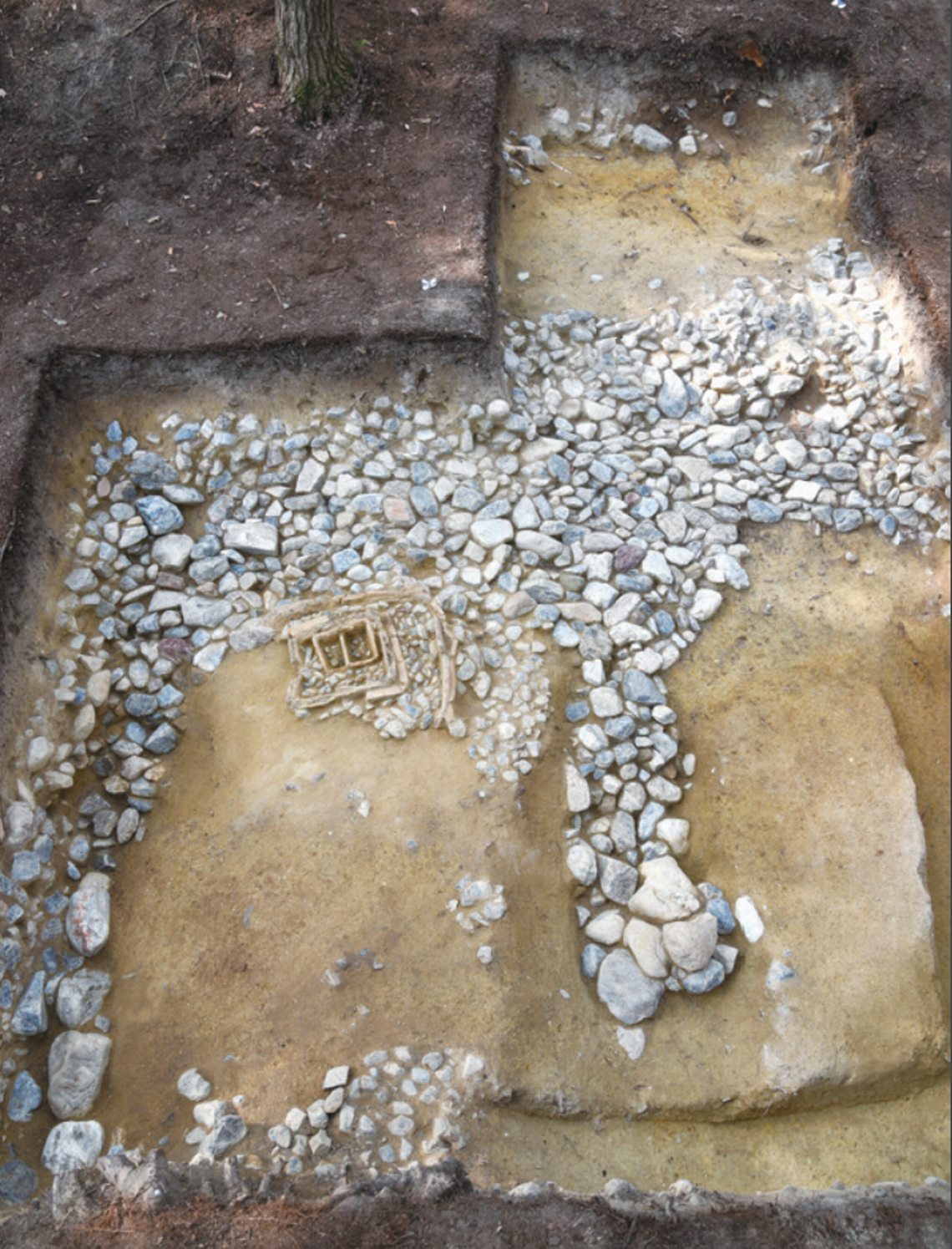 Part of the burial mound excavation site.