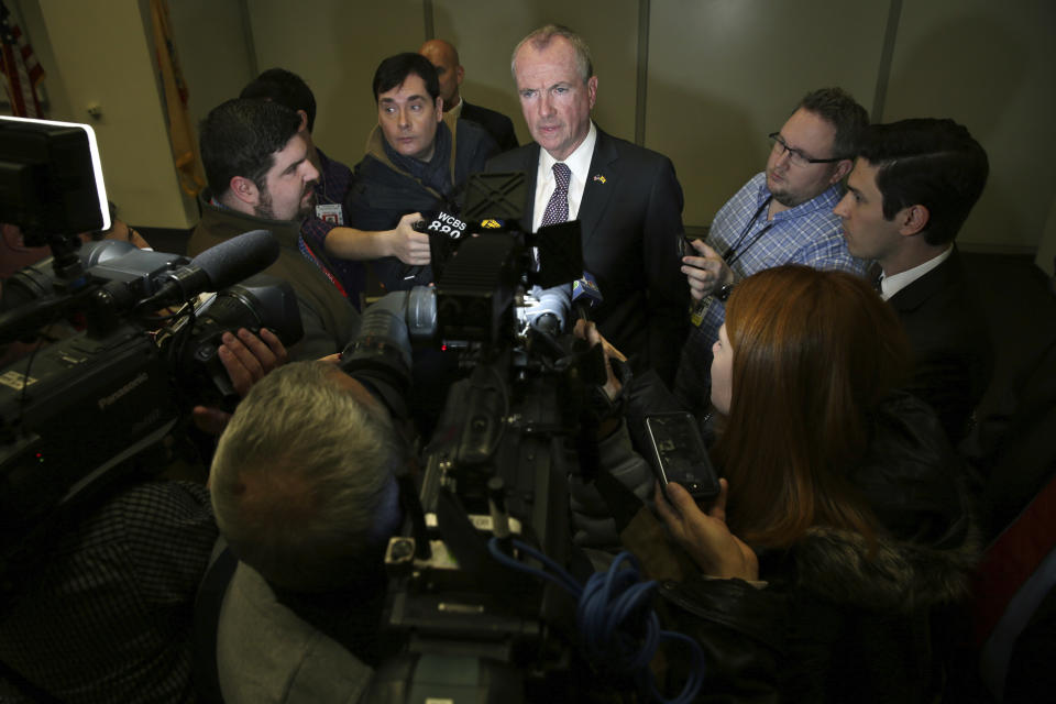 <span class="s1">Phil Murphy, then New Jersey’s governor-elect, talks to reporters in December 2017. (Photo: Mel Evans/AP)</span>