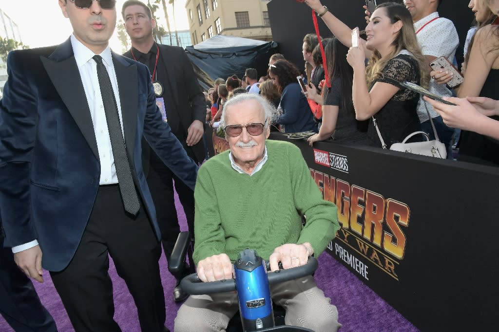 Stan Lee at the premiere of Avengers: Infinity War (Credit: AFP Photo/Charley Gallay)