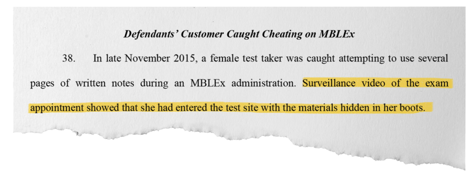 A one-stop-shop company for massage licenses was providing exam answers to clients, according to civil court records. One woman was caught hiding a cheat sheet in her boot.