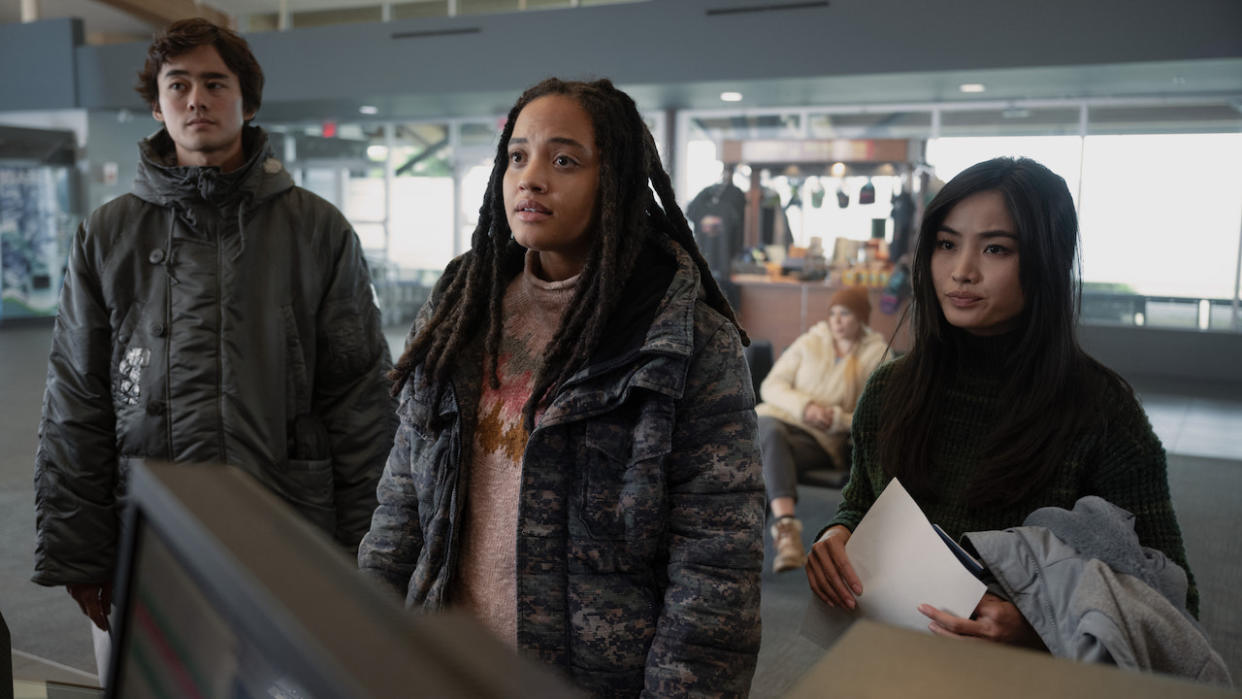  Kiersey Clemons with Anna Sawai and Ren Watanabe in Monarch: Legacy of Monsters. 