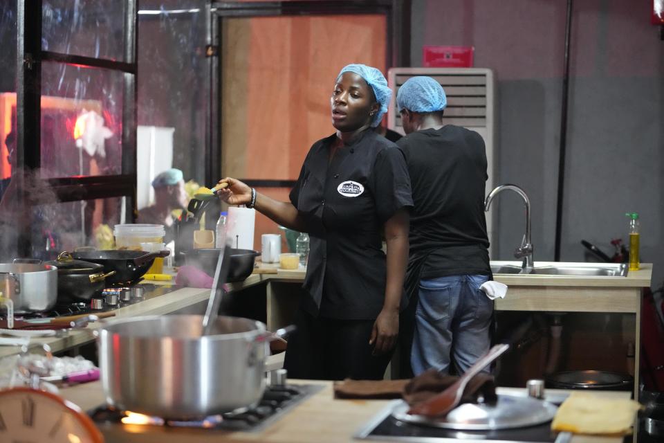 Chef, Hilda Baci, cooked to establish a new Guinness world record , for the "longest cooking marathon". The 97-hour cook-a-thon in Lagos, Nigeria. Saturday, May. 13, 2023. AA Nigerian chef on Monday continued her quest to set a new global record for the longest hours of nonstop cooking after surpassing the current record of 87 hours and 45 minutes. By 15:00 GMT on Monday, Hilda Baci had cooked for more than 97 hours, becoming a national sensation and to the cheering of many in Nigeria's commercial hub of Lagos where her kitchen is set. (AP Photo/Sunday Alamba)