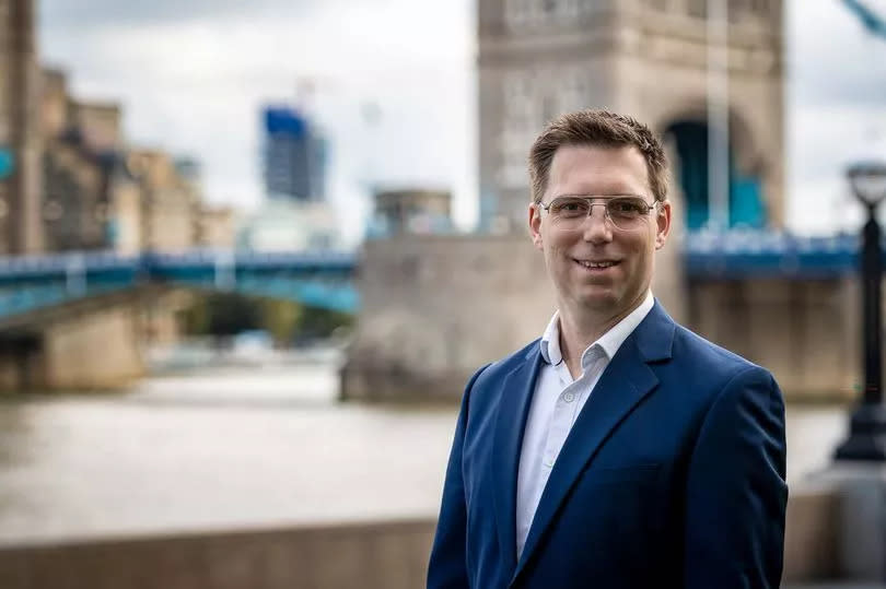 Rob Blackie pictured on the banks of the Thames in Central London