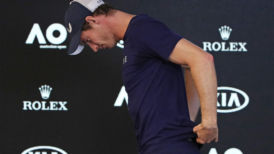 Murray briefly left the press conference. (Photo by Scott Barbour/Getty Images)