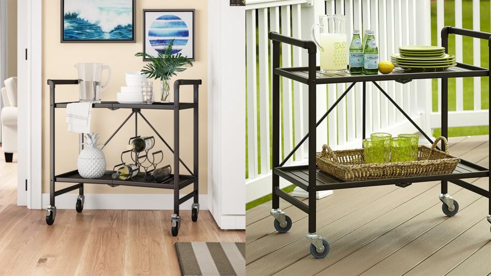 Roll out drinks, snacks, and more with this stylish bar cart.