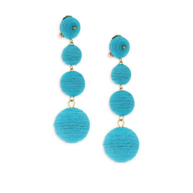 Turquoise Matte Ball Drop Clip-On Earrings