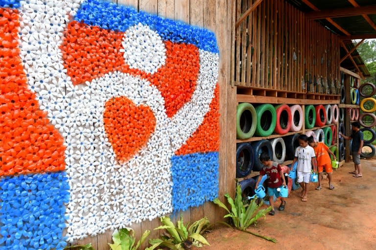 Located in a lush national park, the Coconut School is built almost entirely from recycled waste and is the brainchild of Ouk Vanday, nicknamed the Rubbish Man, a former hotel manager who dreams of a trash-free Cambodia