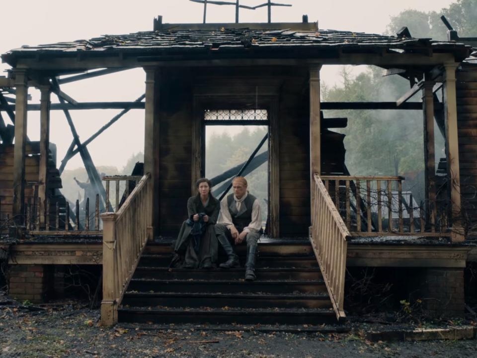 Jamie (Sam Heughan) and Claire (Caitríona Balfe) in "Outlander."