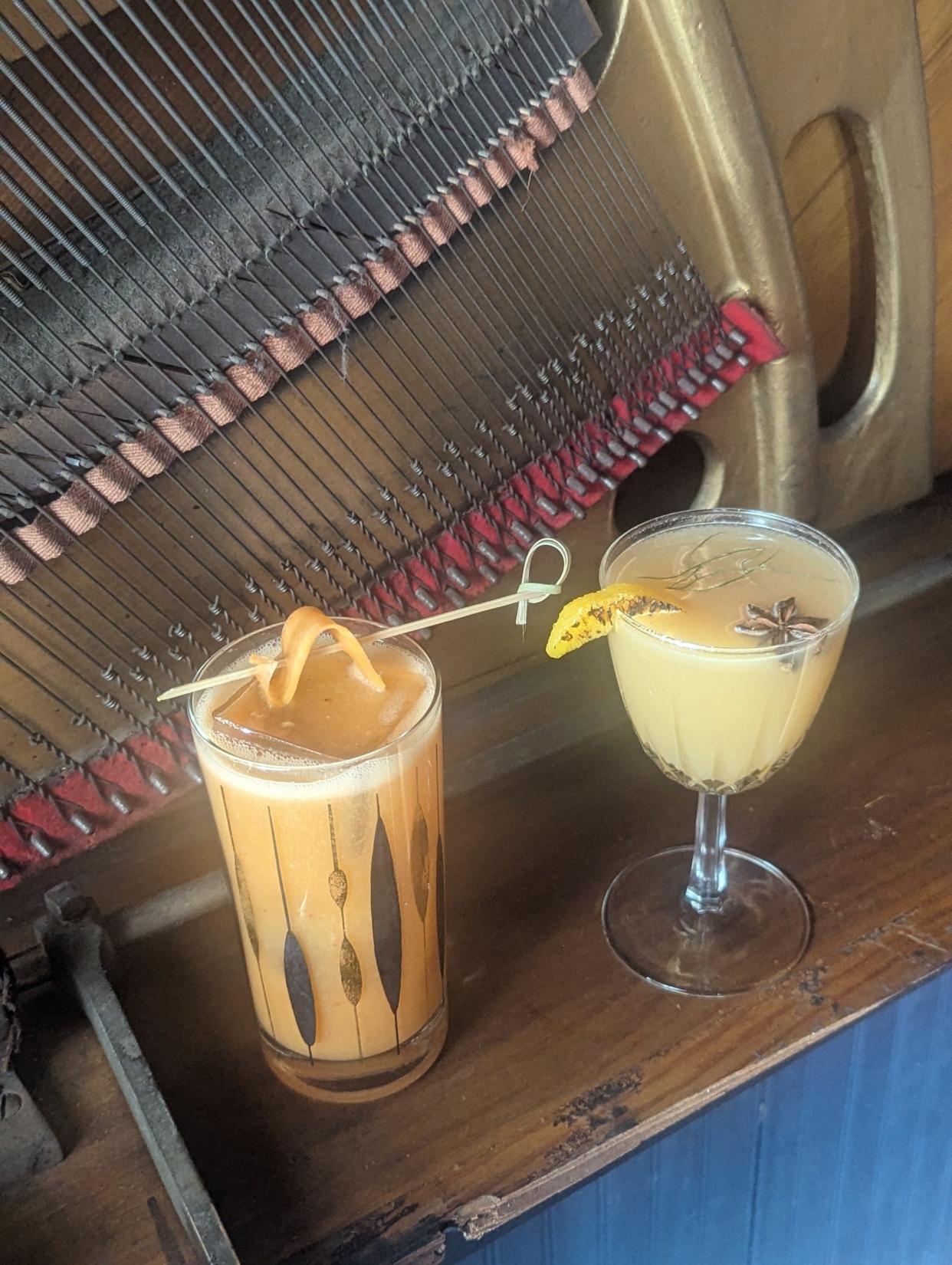 Carrot ginger turmeric (left) and grapefruit and fennel (right) are two alcohol free drinks that Bar Sober will feature on its drink list. Bar Sober will be open every Wednesdays starting Jan. 3, 2024.
