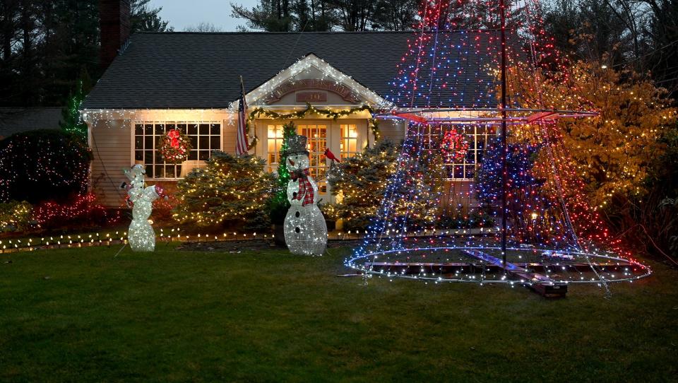 Pictured on Dec. 7 is a building adorned with holiday decorations in Sudbury, Massachusetts, with no snow in sight.