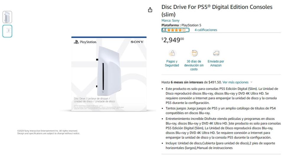 Unidad Blu-ray desmontable para PS5 Slim