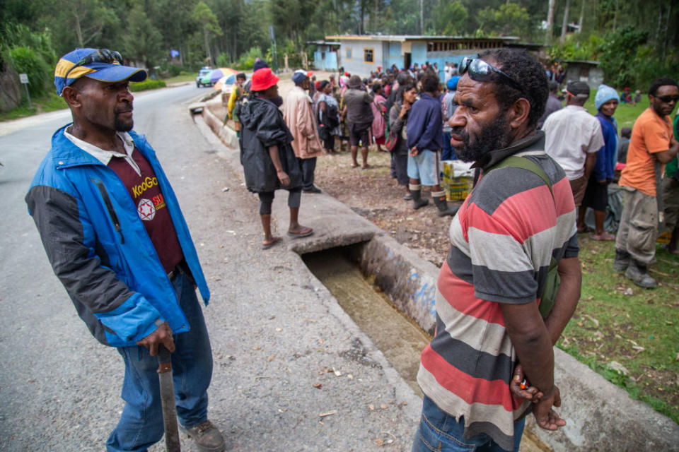 Crowds gather for Covid testing in rural Papua New Guinea.