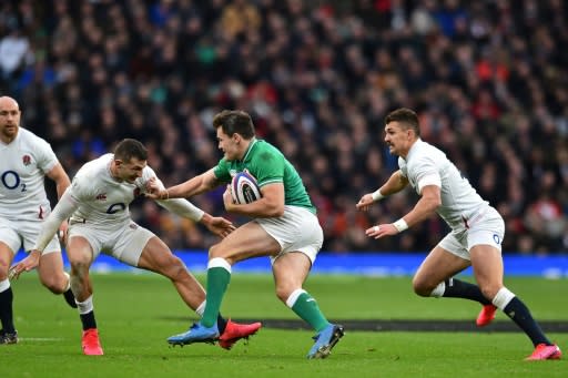 Bad bounce: Jacob Stockdale was caught out for England's second try but Andy Farrell refused to blame the Ireland wing