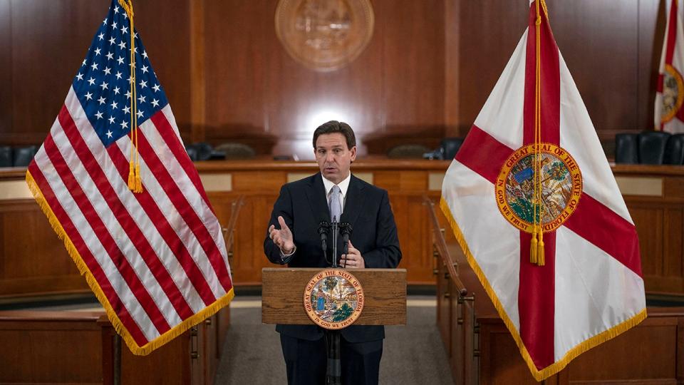 DeSantis, USA and Florida flags