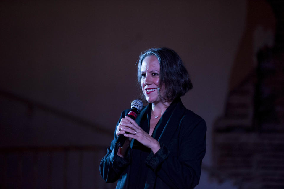 Hillary Frey&nbsp;introduces the "Economic Justice in the City (Revisited)" event at Clayborn Temple.