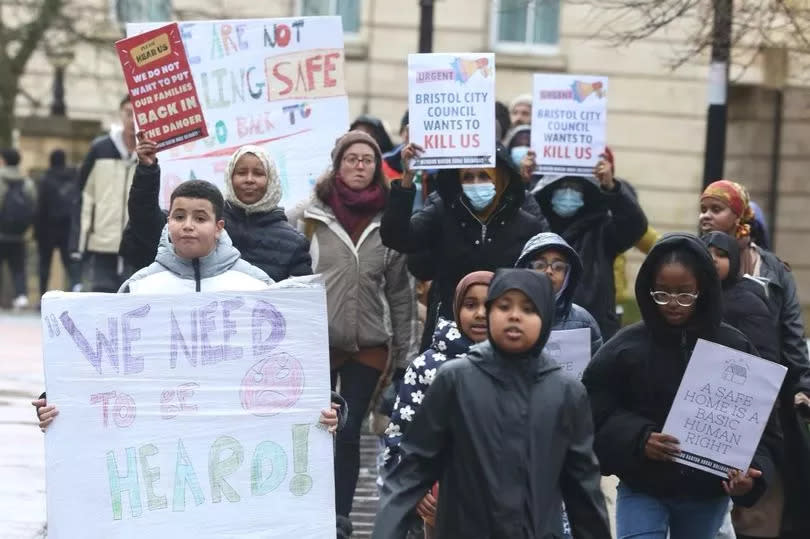 Residents of Barton House march on City Hall in Bristol