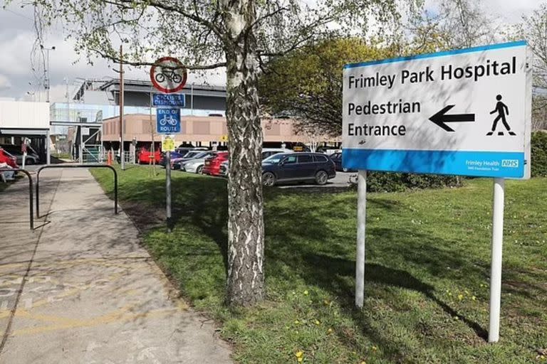 El Frimley Park Hospital, en Camberley, Surrey, donde recibió el diagnóstico