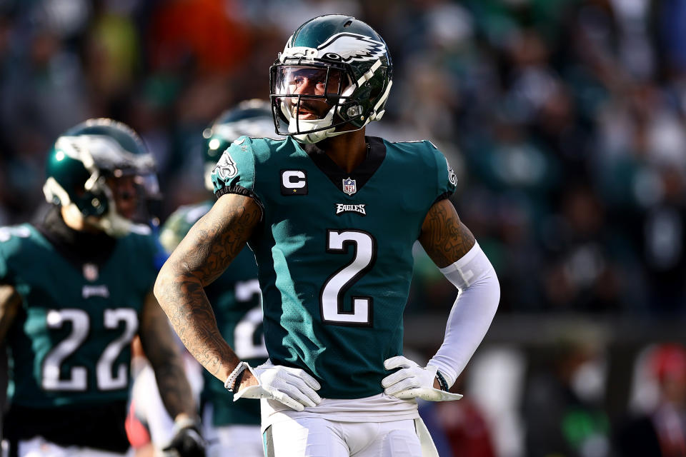 Darius Slay and the Philadelphia Eagles can clinch the No. 1 seed in the NFC with a win over the Giants. (Photo by Tim Nwachukwu/Getty Images)