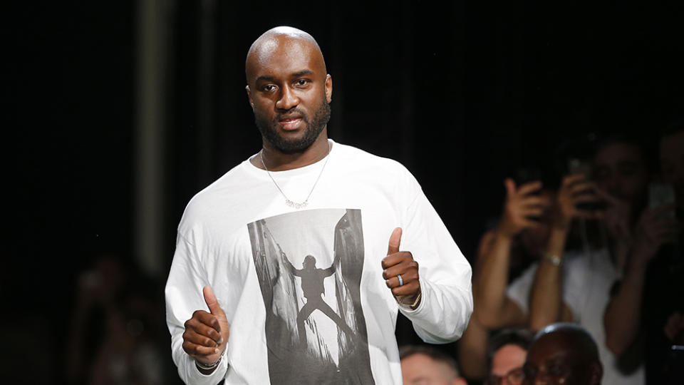 Virgil Abloh on the runway at the Spring 2019 Off-White show in Paris. - Credit: Thibault Camus