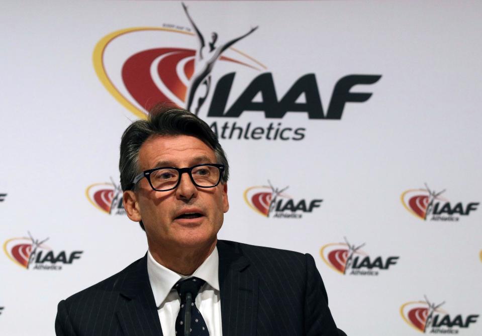 Sebastian Coe speaks during a news conference after a meeting of the IAAF Council at the Grand Hotel in Vienna, Austria in 2017.