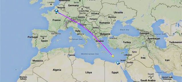 The flight path of MS804. Source: FlightData