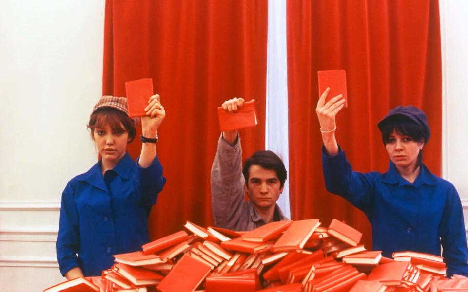 Anne Wiazemski, Jean-Pierre Léaud and Juliet Berto in La Chinoise (1967), Godard's study of a group of young Maoists in Paris - Collection Christophel/Alamy 