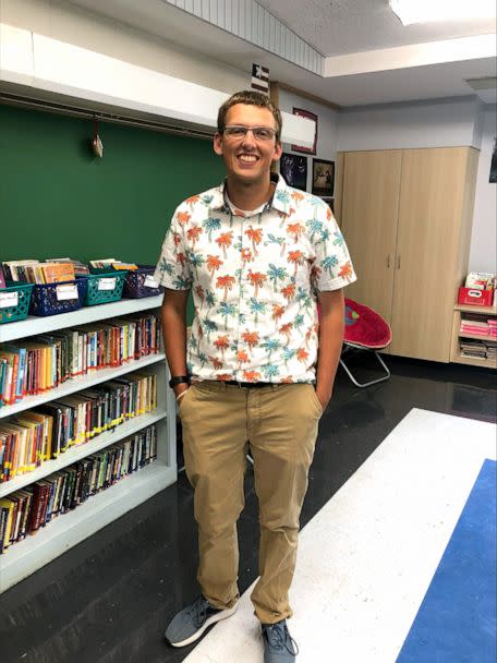 PHOTO: Nick Fuller poses on the first day of school in the fall of 2022, in Iron River, Michigan. (Courtesy Nick Fuller)