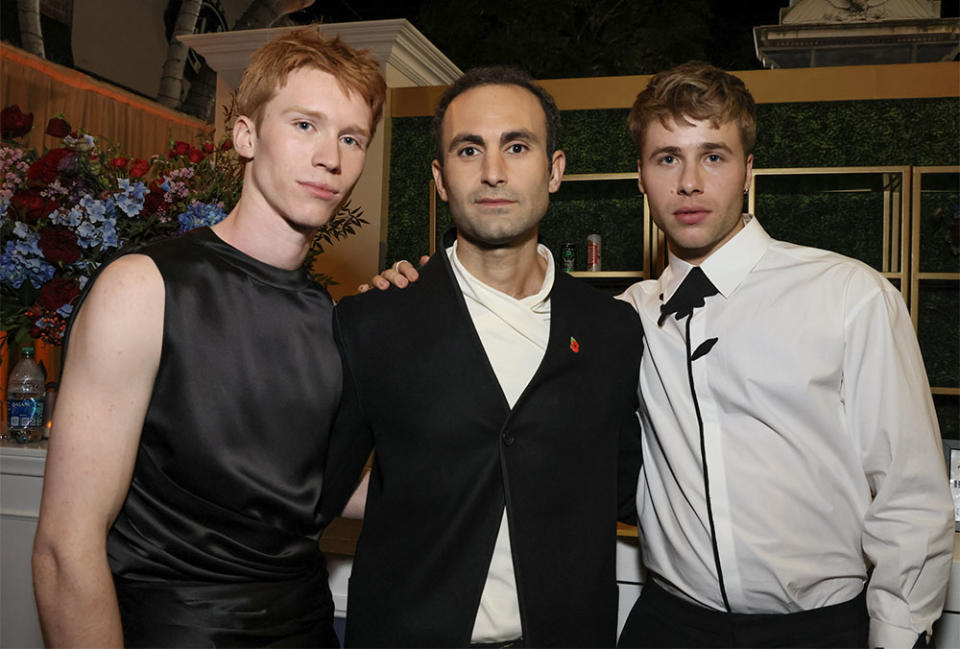 Luther Ford, Khalid Abdalla, and Ed McVey attend the Los Angeles premiere of Netflix's The Crown Season 6 Part 1 pre-reception on November 12, 2023 in Los Angeles, California.