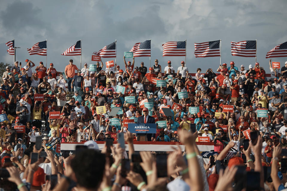 Former President Donald Trump speaks during a rally in Miami on Nov. 6<span class="copyright">Andres Kudacki for TIME</span>