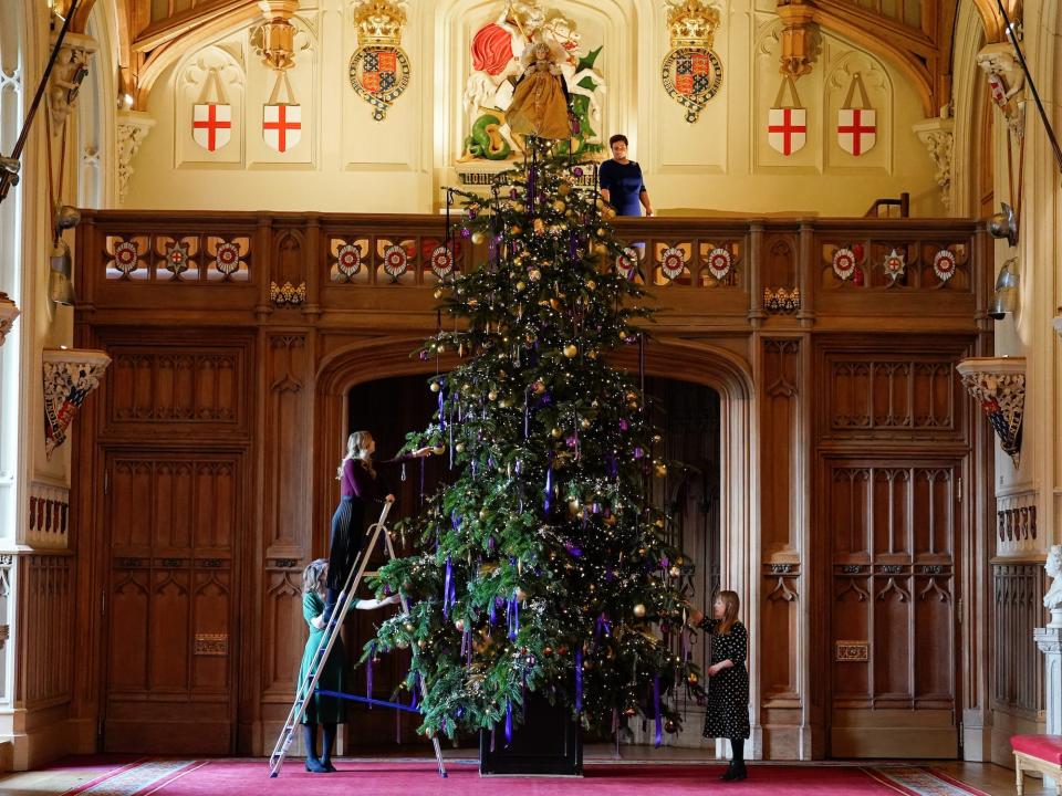 A 20-foot-high Nordmann Fir Christmas tree stands in St George's Hall.