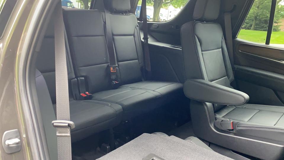 The 2021 GMC Yukon Denali's second and third row seats.