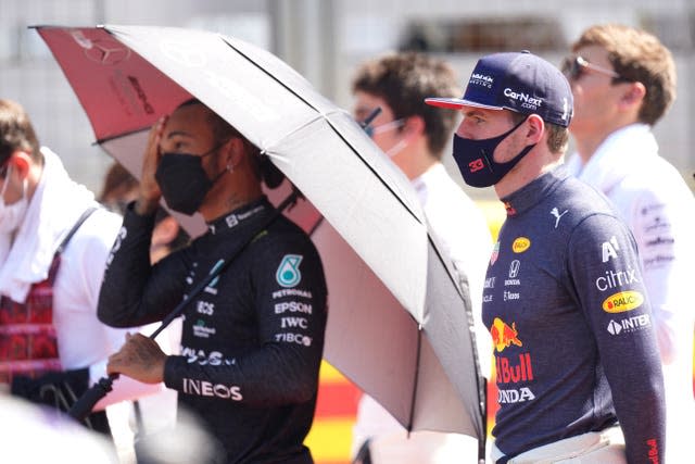 Max Verstappen (left) and Lewis Hamilton ahead of Sunday's British GP (Tim Goode/PA)