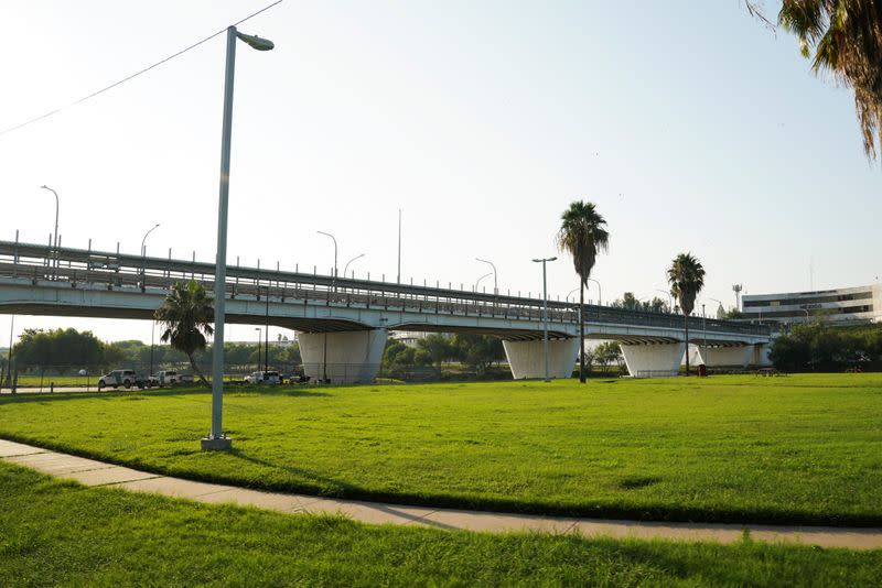 The Gateway to the Americas International Bridge is seen in Laredo, Texas
