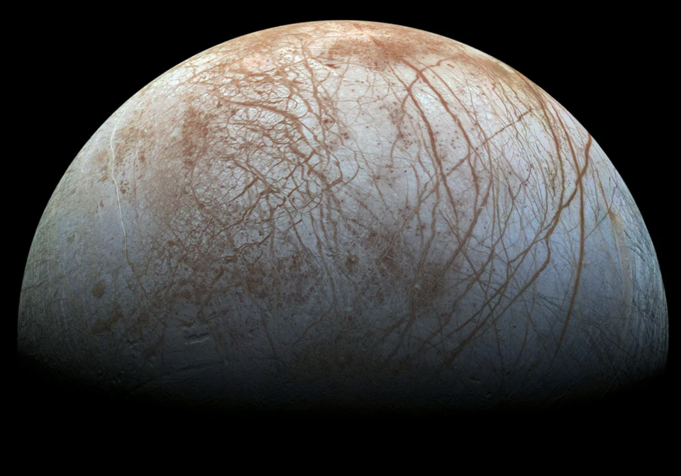 Jupiter's icy moon Europa generates 1,000 tons of oxygen every 24 hours, NASA's Jet Propulsion Laboratory said. / Credit: NASA/JPL-Caltech