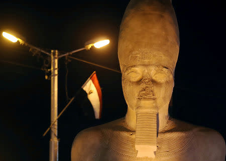 Newly renovated statue of Ramses II, from 70 broken pieces to a full colossus, Sohag, Egypt April 5, 2019. REUTERS/Mohamed Abd El Ghany