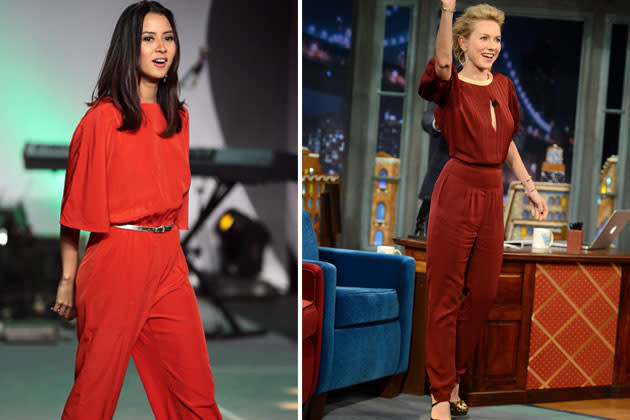 Wearing a jumpsuit is one of the easiest ways to look chic without having to exert much effort. Wear heels, add accessories, and you’re done! Bianca Gonzalez and Naomi Watts cinched their red numbers but the key hole on Naomi’s adds that extra something. What do you think?