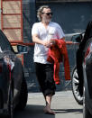 <p>Joaquin Phoenix leaves a karate class without shoes on in Beverly Hills on Friday.</p>