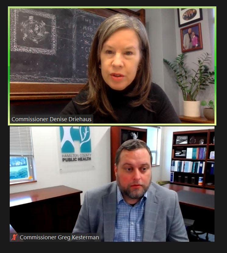 Hamilton County Commissioner Denise Driehaus and Health Commissioner Greg Kesterman, joined Dr. Steve Davis, president and chief executive officer of Cincinnati Children's Hospital Medical Center, and Tim Ackermann, assistant superintendent of business operations with the Hamilton County Educational Service Center to discuss the impact COVID-19 is having on local children at a virtual news conference Wednesday.