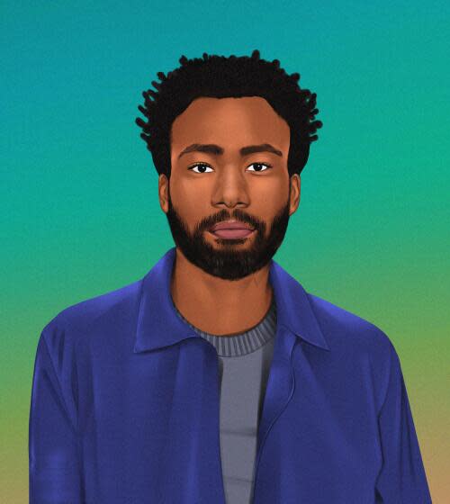 Whose Counting Donald Glover illustration Envelope 6-11-2024. Illustration by Natalia Agatte For The Times