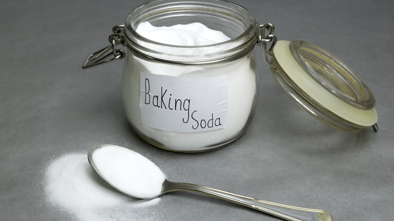 glass jar of baking soda