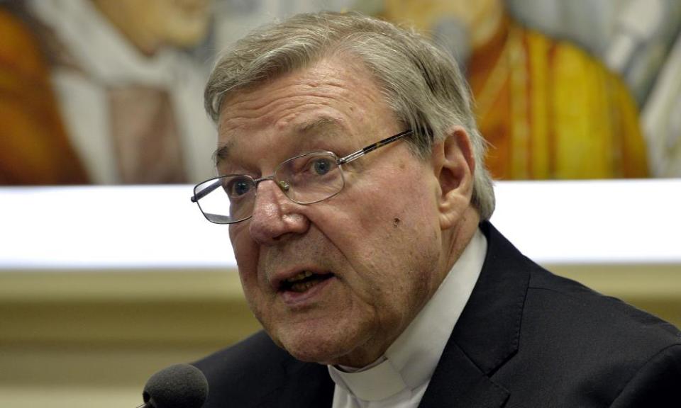 Cardinal George Pell at a press conference in the Vatican.