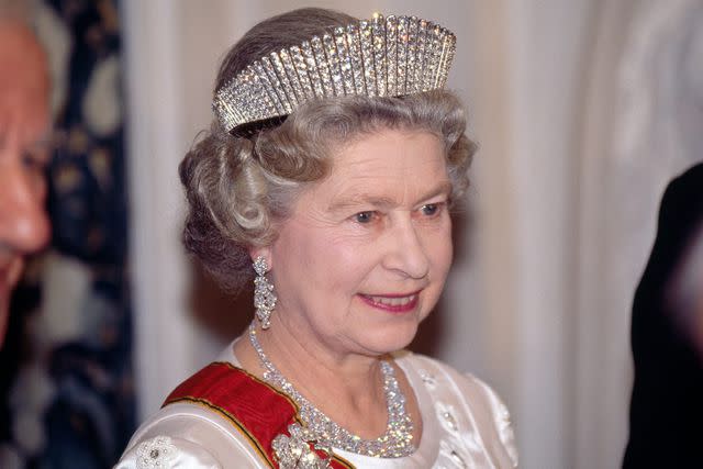 Tim Graham/Getty Queen Elizabeth wears Queen Alexandra's Kokoshnik Tiara.