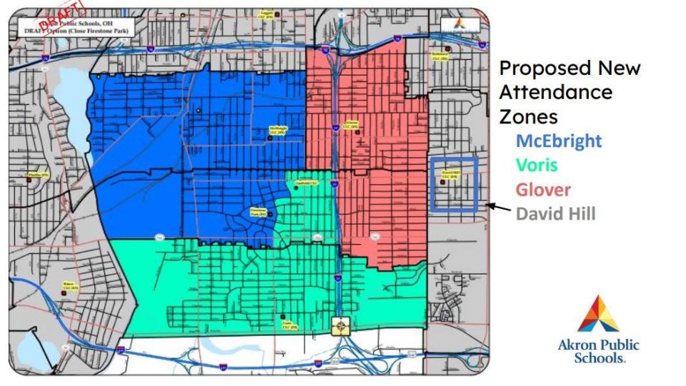 Students attending Firestone Park Elementary School would be shifted to McEbright, Voris, and Glover CLCs according to this plan. David Hill CLC would be an open enrollment option that is rejoining the Garfield Cluster.