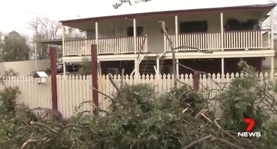 Their house was pelted by tennis ball sized hailstones. Image: 7 News