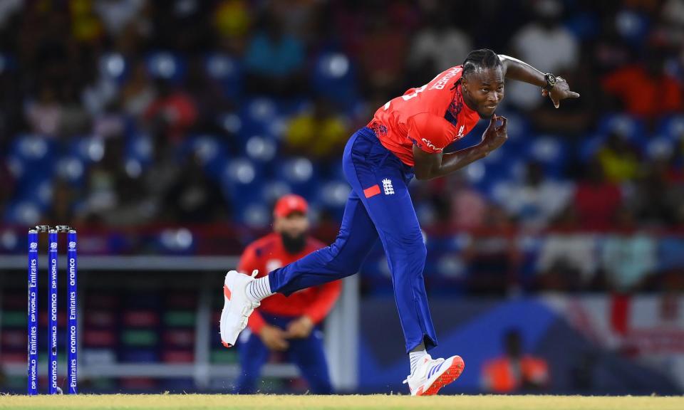 <span>Jofra Archer troubled West Indies with his yorkers.</span><span>Photograph: Alex Davidson-ICC/ICC/Getty Images</span>